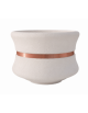 FIORIERA CIRCOLARE TONDA IN CEMENTO CALCESTRUZZO - COLORE BIANCO PIETRA - CON FASCIA COLOR RAME - CM Ø 90x65h - CONFORME AI CAM