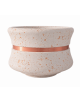 FIORIERA CIRCOLARE TONDA IN CEMENTO CALCESTRUZZO - COLORE BIANCO TRAVERTINO -CON FASCIA COLOR RAME - CM Ø 90x65h - CONFORME CAM