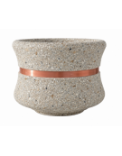 FIORIERA CIRCOLARE TONDA IN CEMENTO CALCESTRUZZO - COLORE GRIGIO SABBIATO - CON FASCIA COLOR RAME - CM Ø 90x65h - CONFORME CAM