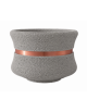 FIORIERA CIRCOLARE TONDA IN CEMENTO CALCESTRUZZO - COLORE BIANCO SABBIATO - CON FASCIA COLOR RAME - CM Ø 90x65h - CONFORME CAM