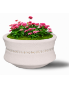 FIORIERA IN CEMENTO CALCESTRUZZO CIRCOLARE  COLORE BIANCO PIETRA - CON GRECA DECORATIVA - CM Ø 90x65h - CONFORME AI CAM