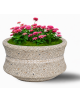 FIORIERA IN CEMENTO CALCESTRUZZO CIRCOLARE  COLORE GRIGIO SABBIATO - CON GRECA DECORATIVA - CM Ø 90x65h - CONFORME AI CAM
