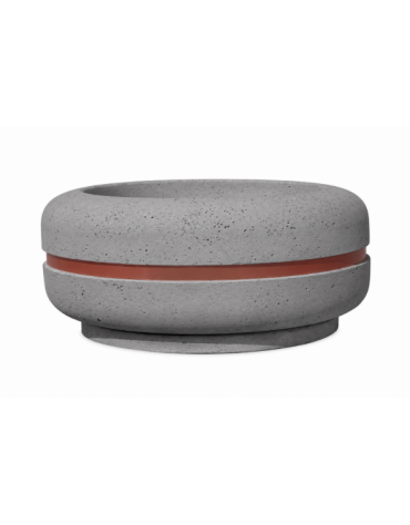 Fioriera circolare a ciotola in cemento calcestruzzo Diametro Ø cm 120 Altezza cm 56 - COLORE GRIGIO EFFETTO PIETRA - CAM