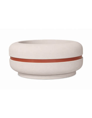 Fioriera circolare a ciotola in cemento calcestruzzo Diametro Ø cm 120 Altezza cm 56 - COLORE BIANCO EFFETTO PIETRA - CAM