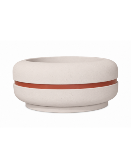 Fioriera circolare a ciotola in cemento calcestruzzo Diametro Ø cm 120 Altezza cm 56 - COLORE BIANCO EFFETTO PIETRA - CAM
