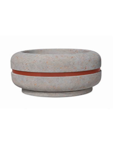 Fioriera circolare a ciotola in cemento calcestruzzo Diametro Ø cm 120 Altezza cm 56 - COLORE GRIGIO TRAVERTINO - CAM