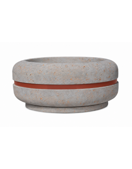Fioriera circolare a ciotola in cemento calcestruzzo Diametro Ø cm 120 Altezza cm 56 - COLORE GRIGIO TRAVERTINO - CAM