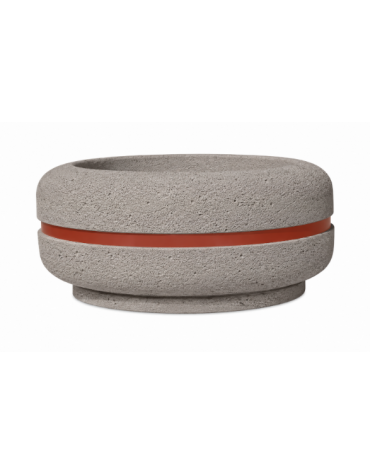 Fioriera circolare a ciotola in cemento calcestruzzo Diametro Ø cm 120 Altezza cm 56 - COLORE BIANCO SABBIATO - CAM
