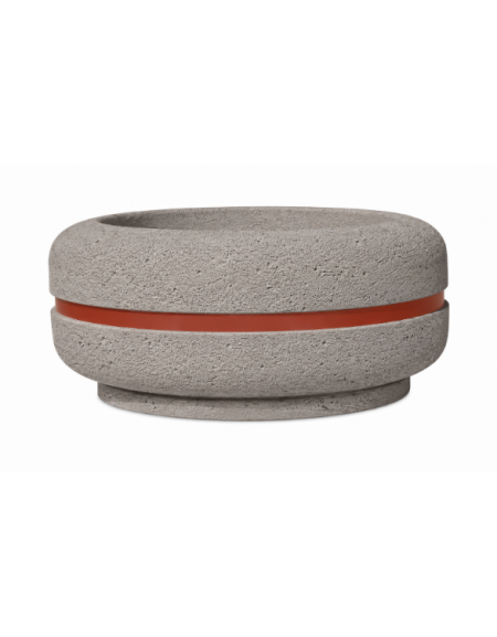Fioriera circolare a ciotola in cemento calcestruzzo Diametro Ø cm 120 Altezza cm 56 - COLORE BIANCO SABBIATO - CAM