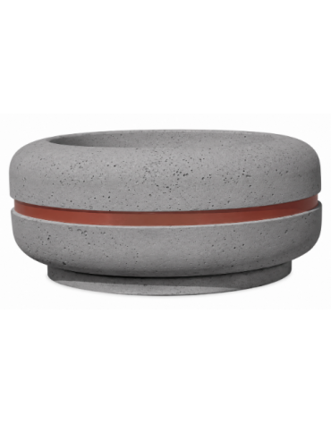 Fioriera tonda circolare in calcestruzzo cemento Diametro Ø cm 120 Altezza cm 80 - COLORE GRIGIO EFFETTO PIETRA - CAM