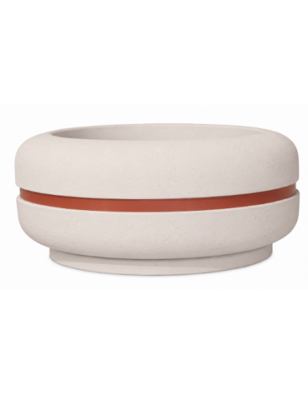 Fioriera tonda circolare in calcestruzzo cemento Diametro Ø cm 120 Altezza cm 80 - COLORE BIANCO PIETRA - CAM