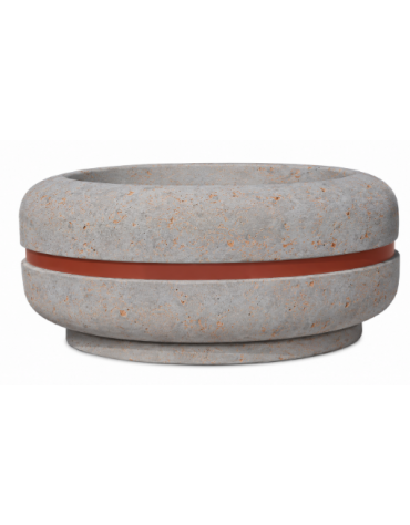 Fioriera tonda circolare in calcestruzzo cemento Diametro Ø cm 120 Altezza cm 80 - COLORE GRIGIO EFFETTO TRAVERTINO - CAM