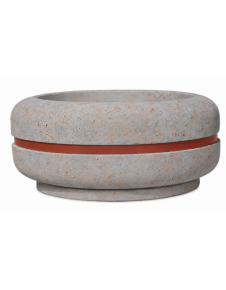 Fioriera tonda circolare in calcestruzzo cemento Diametro Ø cm 120 Altezza cm 80 - COLORE GRIGIO EFFETTO TRAVERTINO - CAM