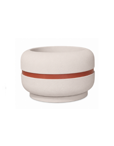 Fioriera tonda circolare in calcestruzzo cemento diametro Ø cm 90 - Altezza cm 60h - COLORE BIANCO PIETRA - Conforme ai CAM