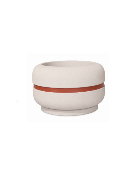 Fioriera tonda circolare in calcestruzzo cemento diametro Ø cm 90 - Altezza cm 60h - COLORE BIANCO PIETRA - Conforme ai CAM