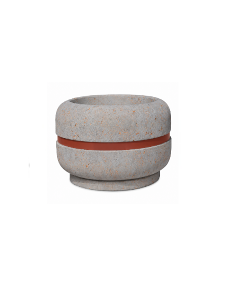 Fioriera tonda circolare in calcestruzzo cemento diametro Ø cm 90 - Altezza cm 60h - COLORE GRIGIO TRAVERTINO - Conforme ai CAM
