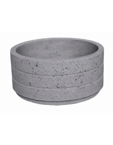 Fioriera circolare tonda in cemento calcestruzzo con scanalature per esterno - colore Grigio pietra - cm Ø 109x47h - CAM
