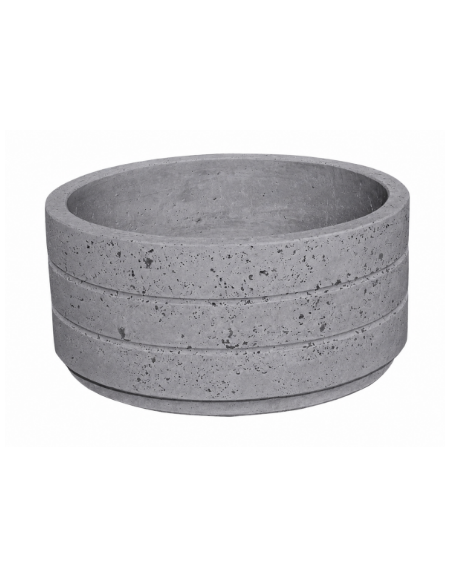 Fioriera circolare tonda in cemento calcestruzzo con scanalature per esterno - colore Grigio pietra - cm Ø 109x47h - CAM