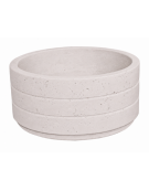 Fioriera circolare tonda in cemento calcestruzzo con scanalature per esterno - colore Bianco pietra - cm Ø 109x47h - CAM