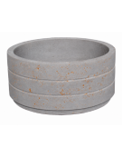 Fioriera circolare tonda in cemento calcestruzzo con scanalature per esterno - colore Grigio travertino - cm Ø 109x47h - CAM