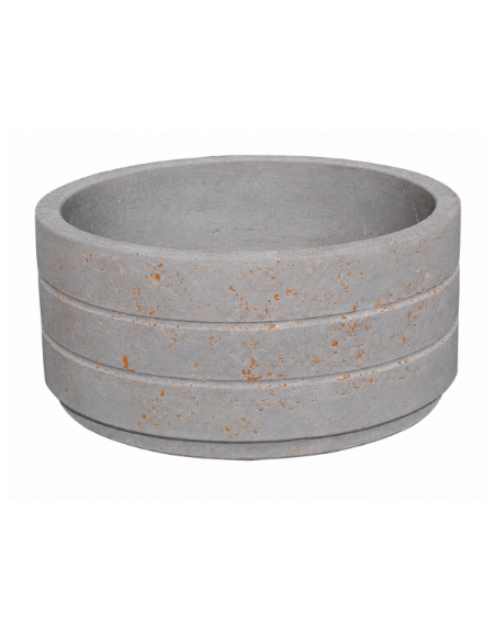 Fioriera circolare tonda in cemento calcestruzzo con scanalature per esterno - colore Grigio travertino - cm Ø 109x47h - CAM