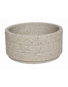 Fioriera circolare tonda in cemento calcestruzzo con scanalature per esterno - colore Grigio sabbiato - cm Ø 109x47h - CAM