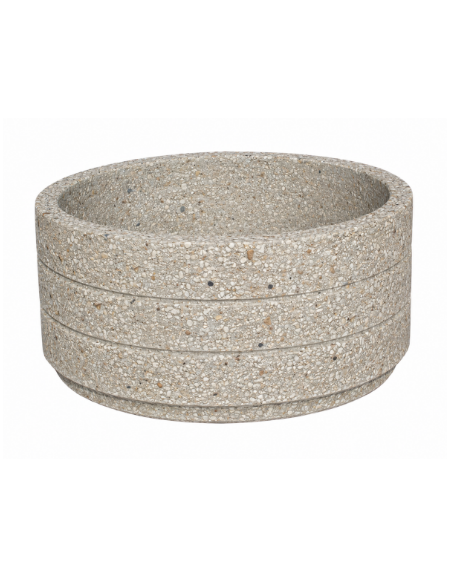 Fioriera circolare tonda in cemento calcestruzzo con scanalature per esterno - colore Grigio sabbiato - cm Ø 109x47h - CAM
