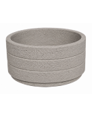 Fioriera circolare tonda in cemento calcestruzzo con scanalature per esterno - colore Bianco sabbiato - cm Ø 109x47h - CAM