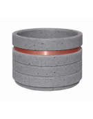 Fioriera circolare tonda in cemento calcestruzzo con fascia alluminio per esterno - colore Grigio pietra - cm Ø 109x67h - CAM