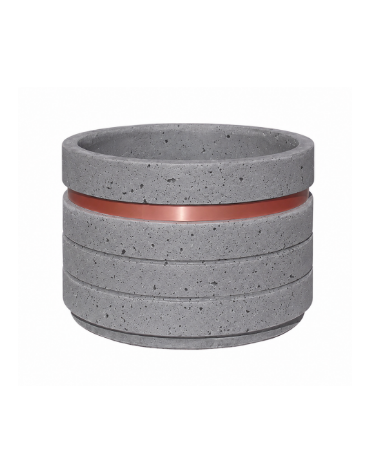Fioriera circolare tonda in cemento calcestruzzo con fascia alluminio per esterno - colore Grigio pietra - cm Ø 109x67h - CAM