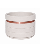 Fioriera circolare tonda in cemento calcestruzzo con fascia alluminio per esterno - colore Bianco pietra - cm Ø 109x67h - CAM