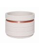 Fioriera circolare tonda in cemento calcestruzzo con fascia alluminio per esterno - colore Bianco pietra - cm Ø 109x67h - CAM