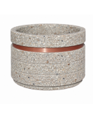 Fioriera circolare tonda in cemento calcestruzzo con fascia alluminio per esterno - colore Grigio sabbiato - cm Ø109x67h - CAM