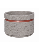Fioriera circolare tonda in cemento calcestruzzo con fascia alluminio per esterno - colore Bianco sabbiato - cm Ø109x67h - CAM