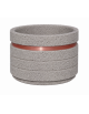 Fioriera circolare tonda in cemento calcestruzzo con fascia alluminio per esterno - colore Bianco sabbiato - cm Ø109x67h - CAM