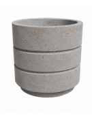 Fioriera circolare tonda in cemento calcestruzzo con scanalature per esterno - colore Grigio travertino - cm Ø54x57h - CAM