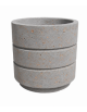 Fioriera circolare tonda in cemento calcestruzzo con scanalature per esterno - colore Grigio travertino - cm Ø54x57h - CAM