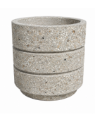 Fioriera circolare tonda in cemento calcestruzzo con scanalature per esterno - colore Grigio sabbiato - cm Ø 54x57h - CAM