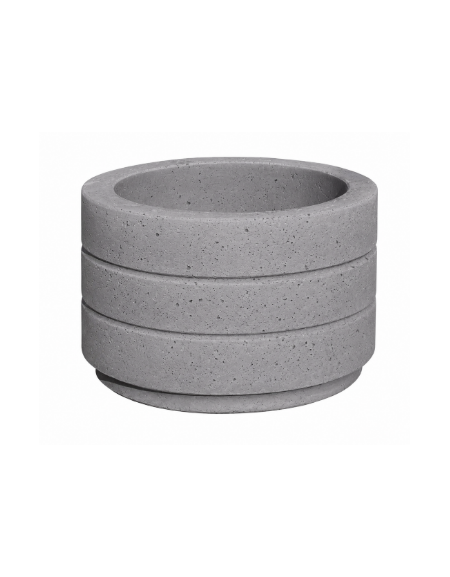 Fioriera circolare tonda in cemento calcestruzzo con scanalature per esterno - colore Grigio pietra - cm Ø 80x50h - CAM