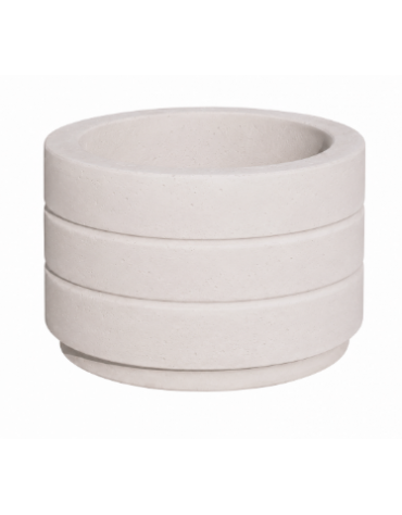 Fioriera circolare tonda in cemento calcestruzzo con scanalature per esterno - colore Bianco pietra - cm Ø80x50h - CAM