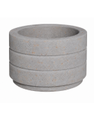 Fioriera circolare tonda in cemento calcestruzzo con scanalature per esterno - colore Grigio travertino - cm Ø 80x50h - CAM