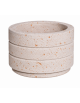 Fioriera circolare tonda in cemento calcestruzzo con scanalature per esterno - colore Bianco travertino - cm Ø80x50h - CAM