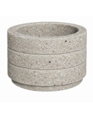 Fioriera circolare tonda in cemento calcestruzzo con scanalature per esterno - colore Grigio sabbiato - cm Ø80x50h - CAM