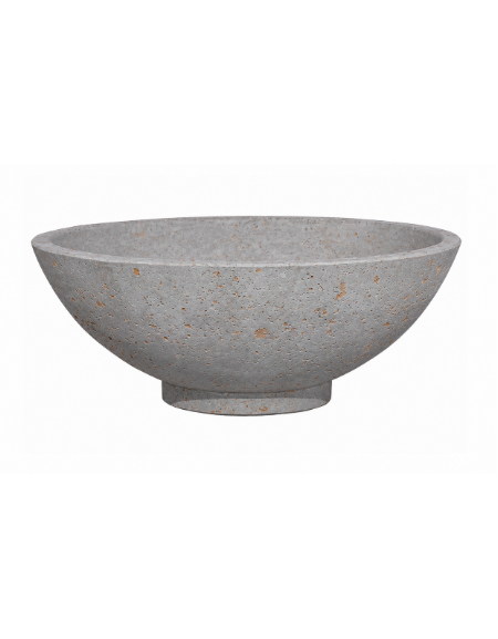 Fioriera rotonda a ciotola in cemento calcestruzzo per esterno - colore Grigio travertino - cm Ø139x52h - Conforme ai CAM