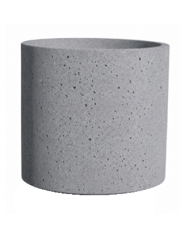 Fioriera tonda cilindrica in cemento calcestruzzo per esterno - colore Grigio pietra - senza zoccolatura - cm Ø 65x70h - CAM