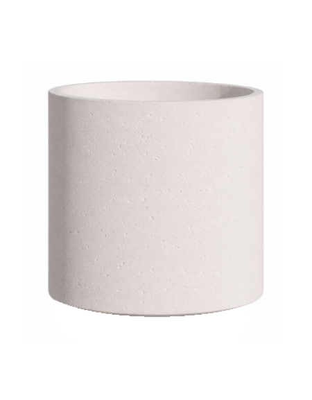 Fioriera tonda cilindrica in cemento calcestruzzo per esterno - colore Bianco pietra - senza zoccolatura - cm Ø 65x70h - CAM