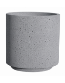Fioriera tonda cilindrica in cemento calcestruzzo per esterno - colore Grigio pietra - con zoccolatura - cm Ø 65x70h - CAM