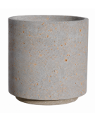 Fioriera tonda cilindrica in cemento calcestruzzo per esterno - colore Grigio travertino - con zoccolatura - cm Ø 65x70h - CAM