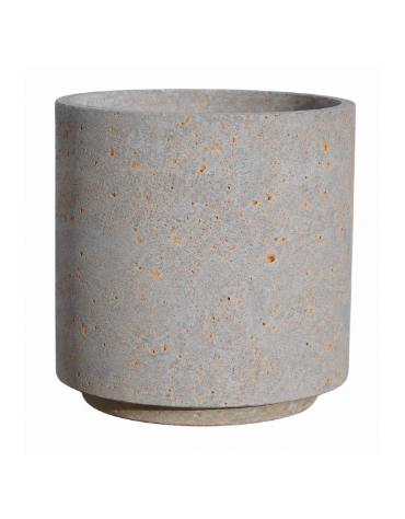 Fioriera tonda cilindrica in cemento calcestruzzo per esterno - colore Grigio travertino - con zoccolatura - cm Ø 65x70h - CAM