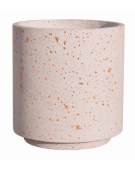 Fioriera tonda cilindrica in cemento calcestruzzo per esterno - colore Bianco travertino - con zoccolatura - cm Ø 65x70h - CAM